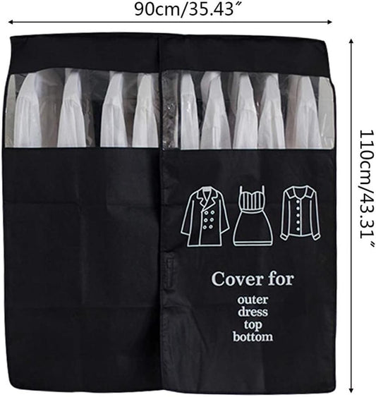 Black enclosed garment rack cover for hanging outerwear and shirts, dustproof