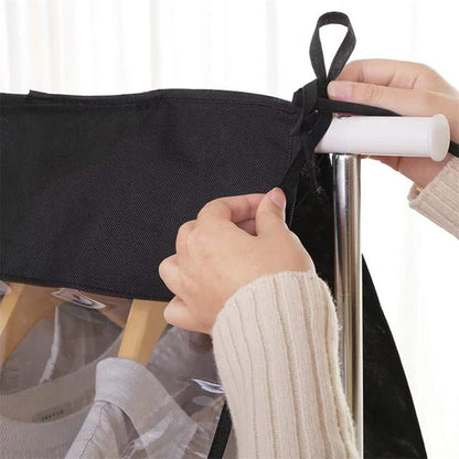 Tutuviw Black Clothing Rack Covers, Hanging Garment Bag Organizer Storage Cover Closet Storage Bottom Enclosed Garment Rack Cover Dustproof Protector