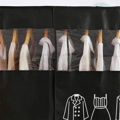 Tutuviw Black Clothing Rack Covers, Hanging Garment Bag Organizer Storage Cover Closet Storage Bottom Enclosed Garment Rack Cover Dustproof Protector