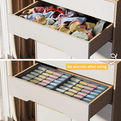 Tutuviw Wardrobe Clothes Organizer for Jeans, Upgraded Drawer Organizers for Clothing with Handle Foldable, Drawer Organizers Clothes(Gray,1PCS-M) 1PCS-24 Cell Gray