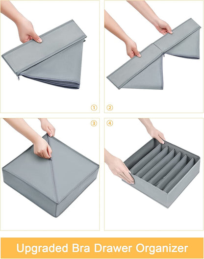 Tutuviw Wardrobe Clothes Organizer for Jeans, Upgraded Drawer Organizers for Clothing with Handle Foldable, Drawer Organizers Clothes(Gray,1PCS-M) 1PCS-7 Cell Gray