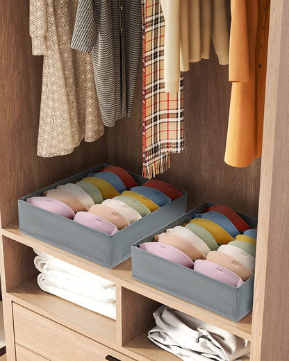 Tutuviw Wardrobe Clothes Organizer for Jeans, Upgraded Drawer Organizers for Clothing with Handle Foldable, Drawer Organizers Clothes(Gray,1PCS-M) 1PCS-7 Cell Gray