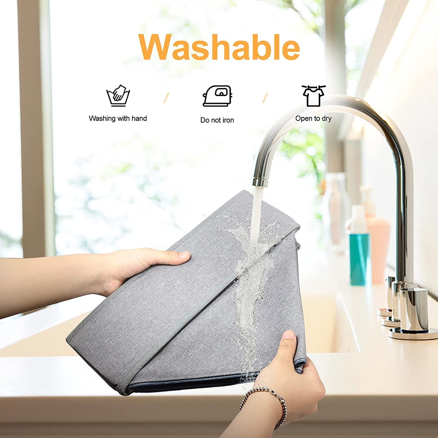 Tutuviw Wardrobe Clothes Organizer for Jeans, Upgraded Drawer Organizers for Clothing with Handle Foldable, Drawer Organizers Clothes(Gray,1PCS-M) 2PCS-24 Cell Gray