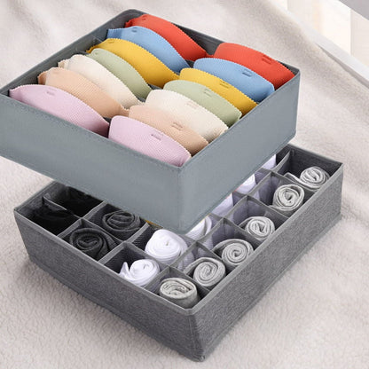 Tutuviw Wardrobe Clothes Organizer for Jeans, Upgraded Drawer Organizers for Clothing with Handle Foldable, Drawer Organizers Clothes(Gray,1PCS-M) 2PCS-7 Cell+24 Cell Gray