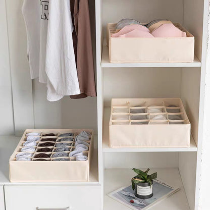 Tutuviw Wardrobe Clothes Organizer for Jeans, Upgraded Drawer Organizers for Clothing with Handle Foldable, Drawer Organizers Clothes(Gray,1PCS-M) 2PCS-7 Cell+24 Cell Gray