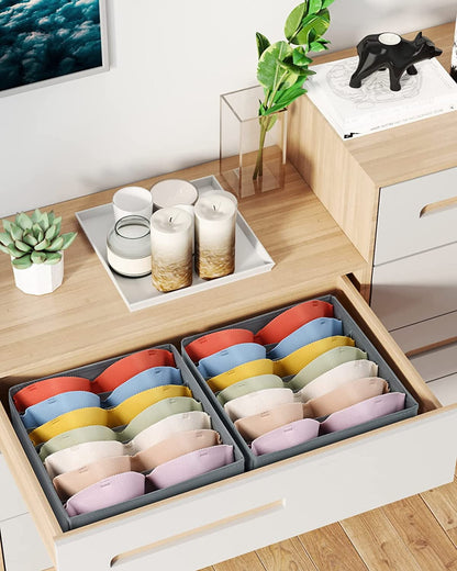 Tutuviw Wardrobe Clothes Organizer for Jeans, Upgraded Drawer Organizers for Clothing with Handle Foldable, Drawer Organizers Clothes(Gray,1PCS-M) 2PCS-7 Cell Gray