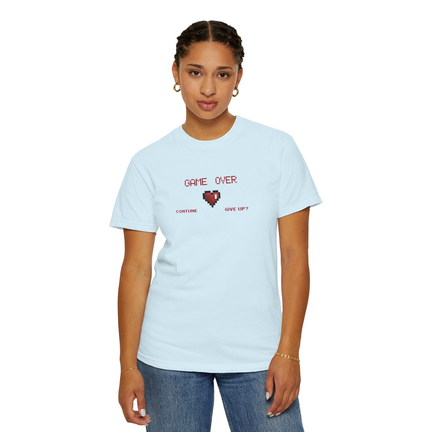 Game Over Pixel Heart Tee Retro Gaming Graphic Tee  Gamer Gift Tee