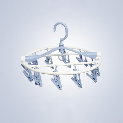 Tyidzon Drying Rack Clothing Hanging Clothes Drying Rack with 20 Clips, Heavy Duty Round Clothes Hangers Clothes Rack for Drying Towel, Sock, Hat, Scarf Blue