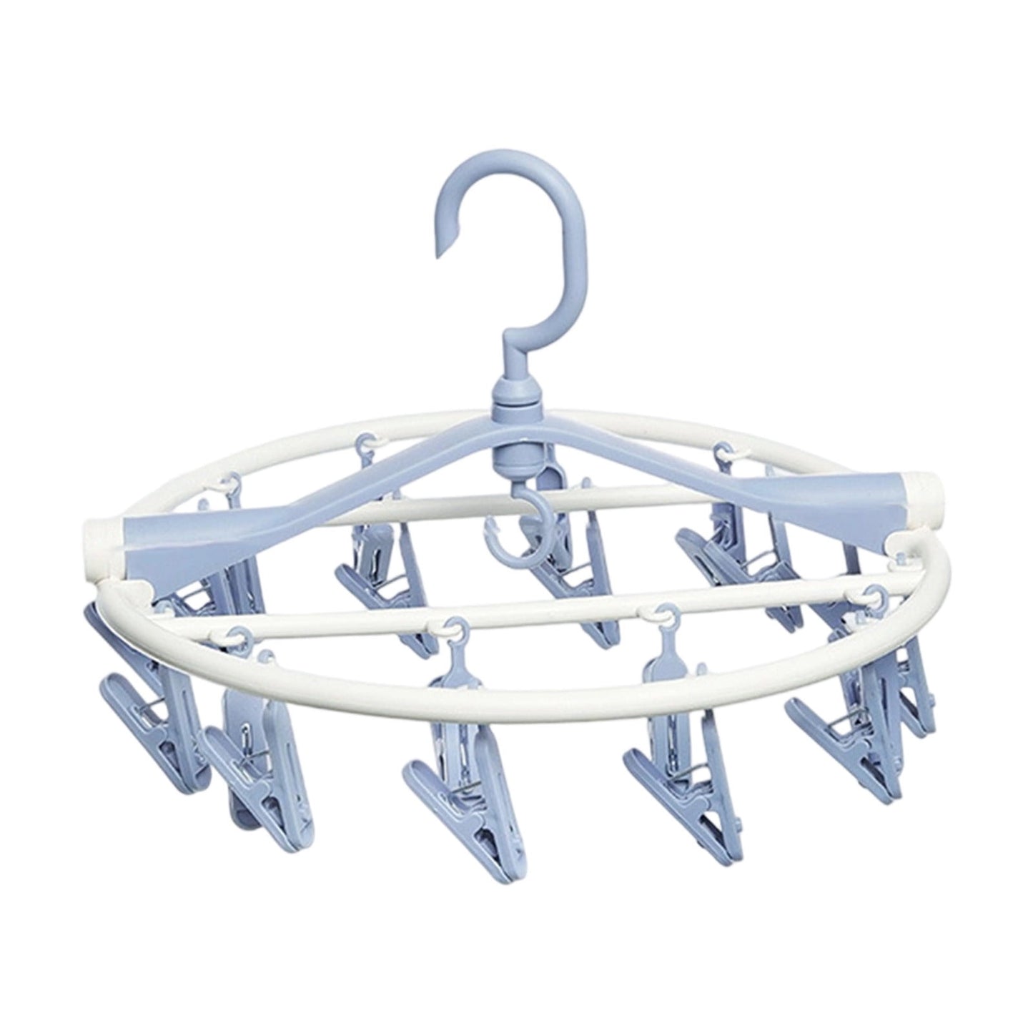 Tyidzon Drying Rack Clothing Hanging Clothes Drying Rack with 20 Clips, Heavy Duty Round Clothes Hangers Clothes Rack for Drying Towel, Sock, Hat, Scarf Blue