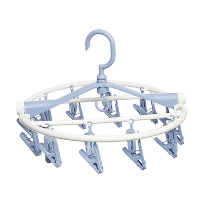 Tyidzon Drying Rack Clothing Hanging Clothes Drying Rack with 20 Clips, Heavy Duty Round Clothes Hangers Clothes Rack for Drying Towel, Sock, Hat, Scarf Blue