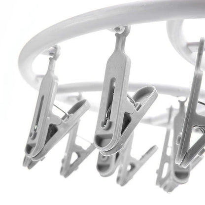 Tyidzon Drying Rack Clothing Hanging Clothes Drying Rack with 20 Clips, Heavy Duty Round Clothes Hangers Clothes Rack for Drying Towel, Sock, Hat, Scarf Gray