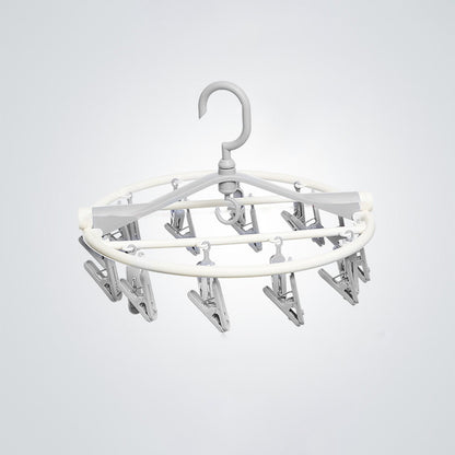 Tyidzon Drying Rack Clothing Hanging Clothes Drying Rack with 20 Clips, Heavy Duty Round Clothes Hangers Clothes Rack for Drying Towel, Sock, Hat, Scarf Gray