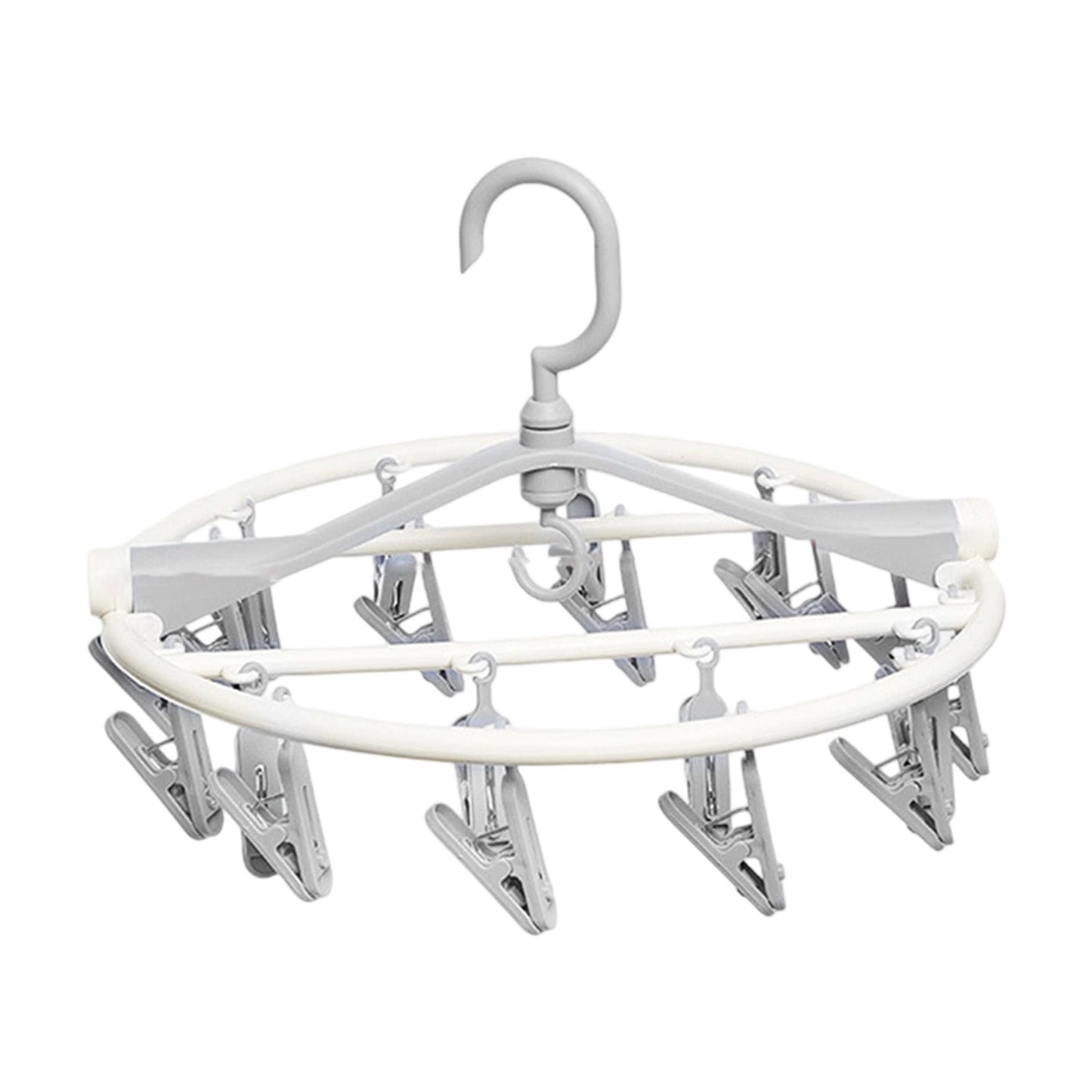 Tyidzon Drying Rack Clothing Hanging Clothes Drying Rack with 20 Clips, Heavy Duty Round Clothes Hangers Clothes Rack for Drying Towel, Sock, Hat, Scarf Gray