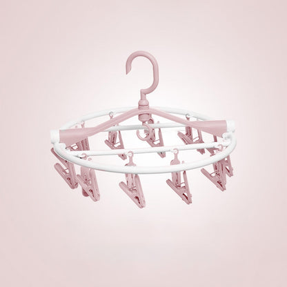 Tyidzon Drying Rack Clothing Hanging Clothes Drying Rack with 20 Clips, Heavy Duty Round Clothes Hangers Clothes Rack for Drying Towel, Sock, Hat, Scarf Pink