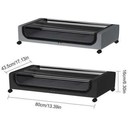 Under Bed Storage Rack Square Design with Wheels Rolling Trolley Box for Home - Black