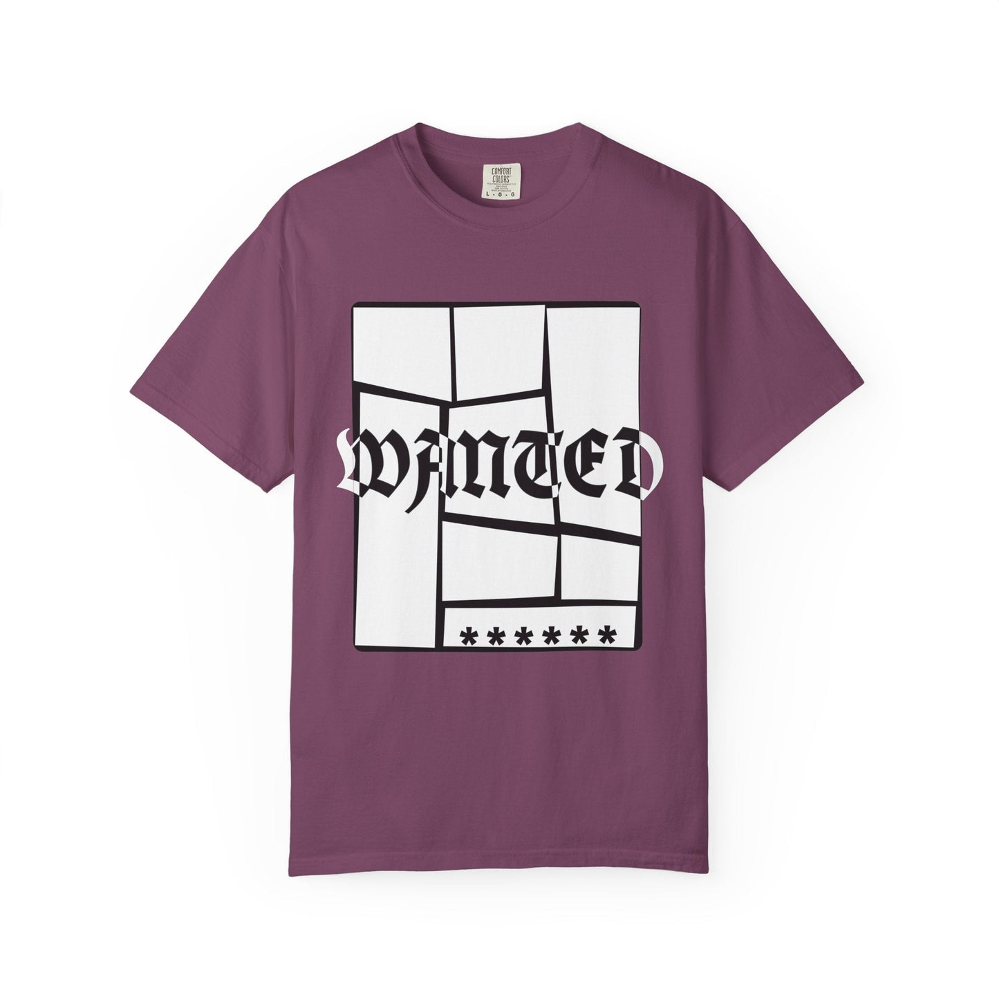 Wanted Graphic Tee Window Grid Design with wanted printed Tees