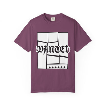 Wanted Graphic Tee Window Grid Design with wanted printed Tees
