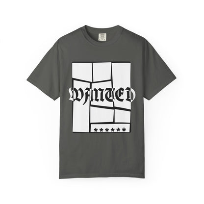 Wanted Graphic Tee Window Grid Design with wanted printed Tees