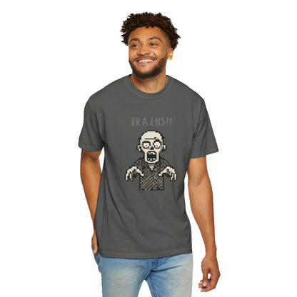 Pixel Zombie 'BRAINS!!' T-Shirt  By Aprasi