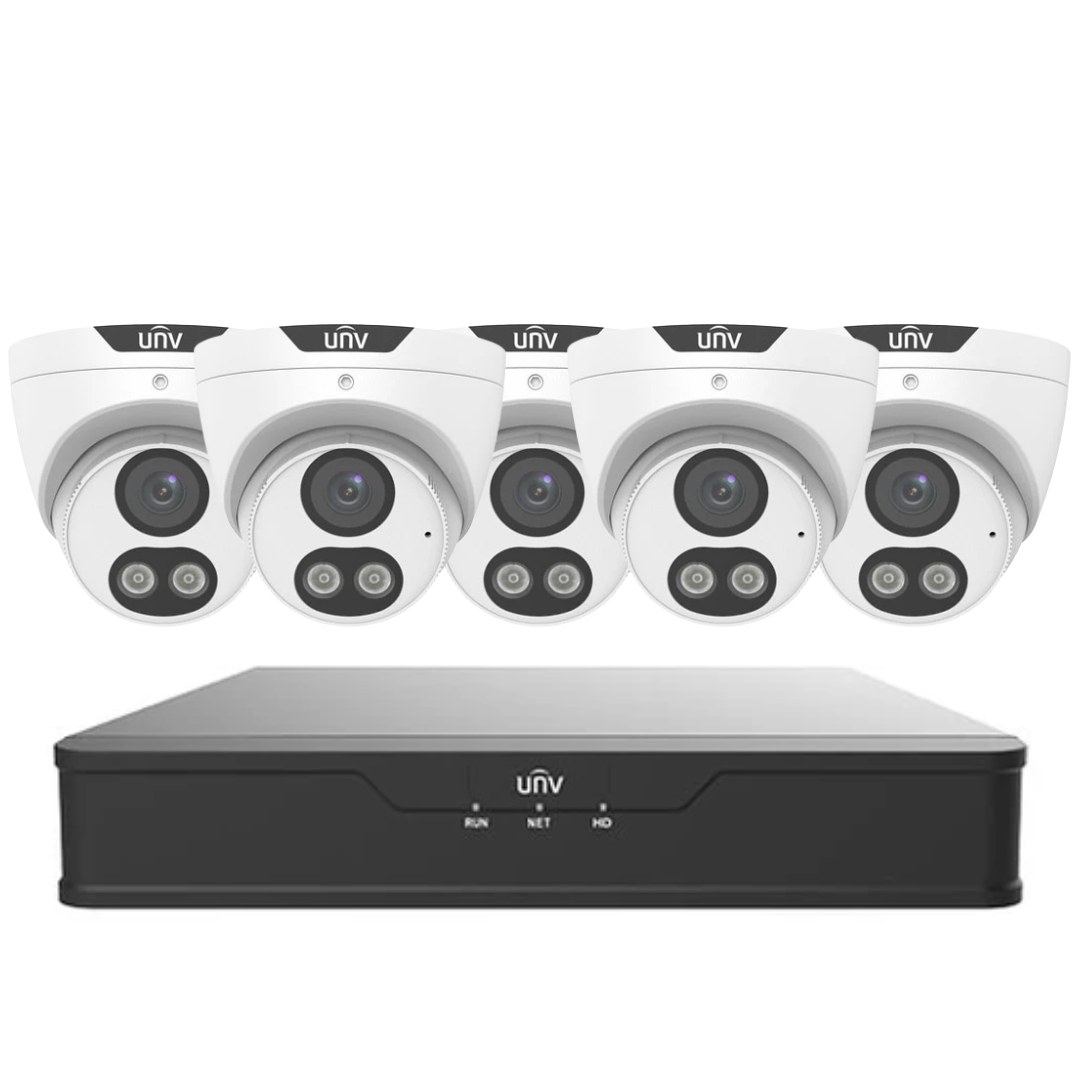 Uniview 5MP ColorHunter CCTV Kit – Choose Up to 8 Cameras with 8CH NVR | IPC3615SE-ADF28KM-WL-I0 + NVR301-08B-IQ