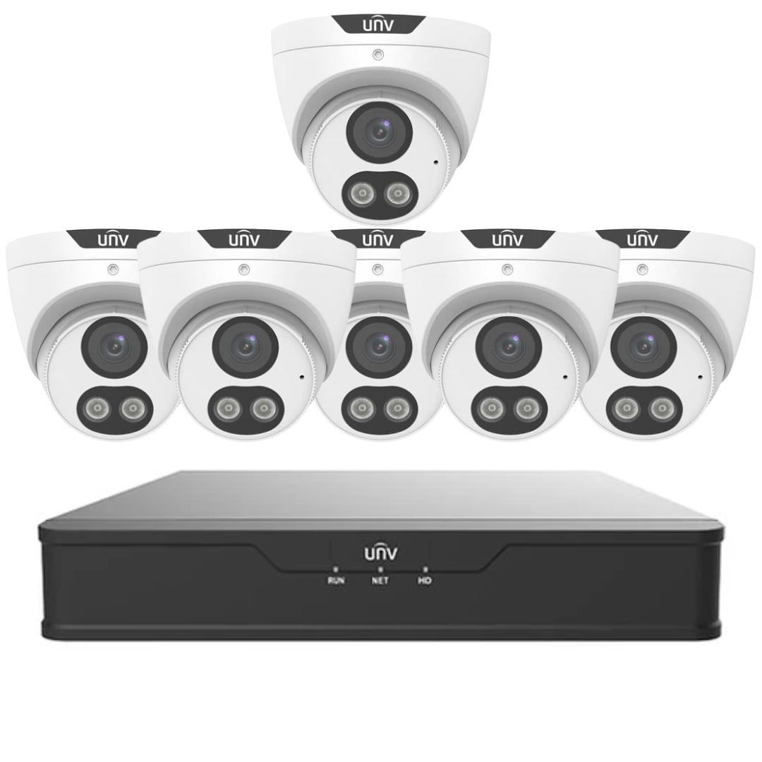 Uniview 5MP ColorHunter CCTV Kit – Choose Up to 8 Cameras with 8CH NVR | IPC3615SE-ADF28KM-WL-I0 + NVR301-08B-IQ