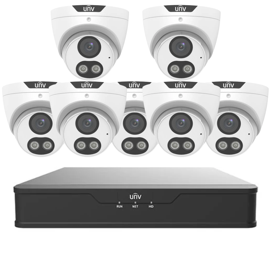 Uniview 5MP ColorHunter CCTV Kit – Choose Up to 8 Cameras with 8CH NVR | IPC3615SE-ADF28KM-WL-I0 + NVR301-08B-IQ