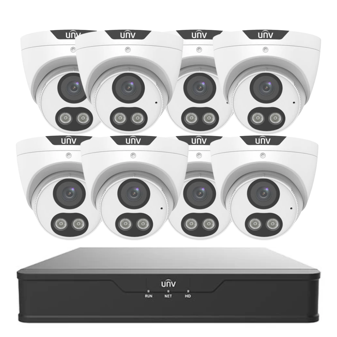 Uniview 5MP ColorHunter CCTV Kit – Choose Up to 8 Cameras with 8CH NVR | IPC3615SE-ADF28KM-WL-I0 + NVR301-08B-IQ