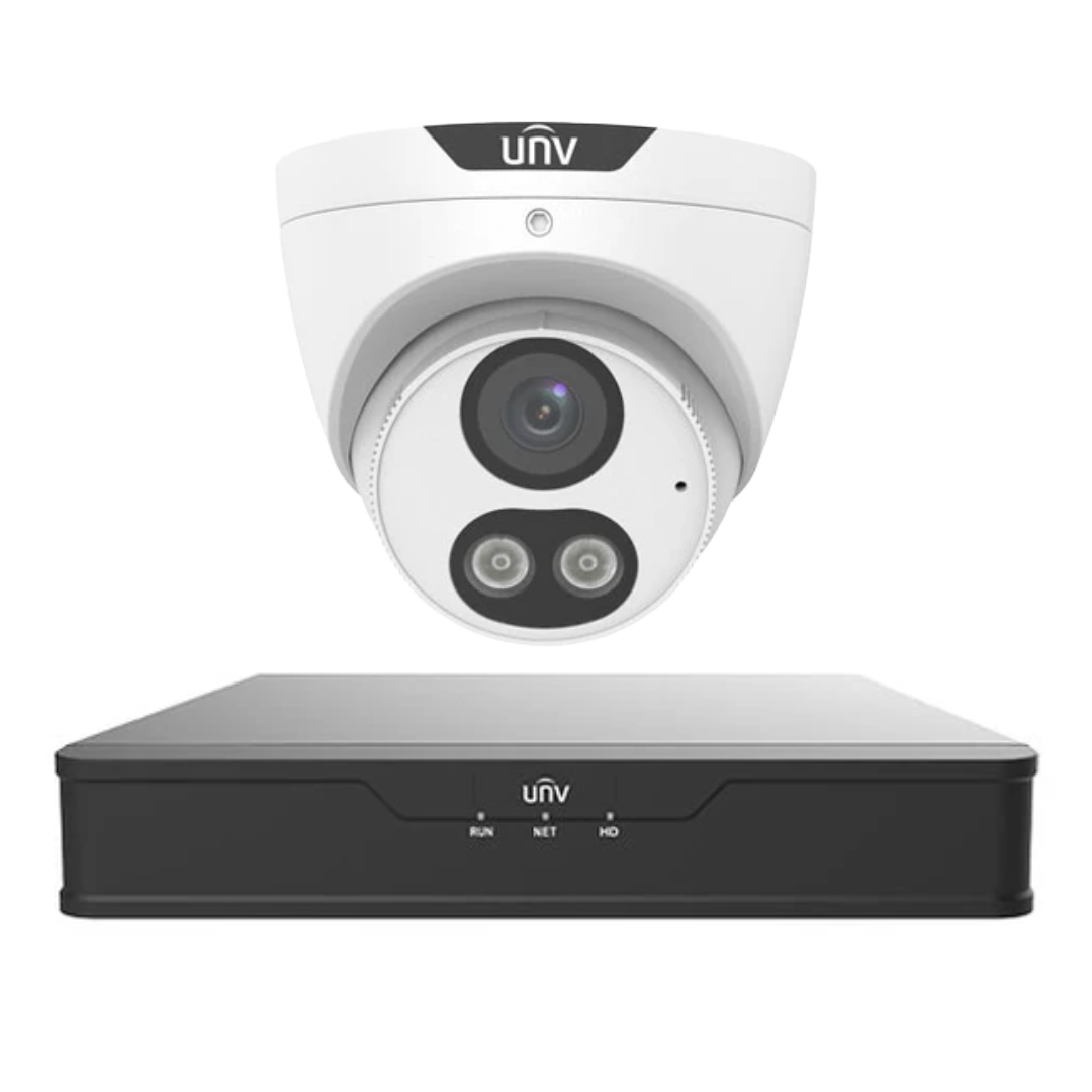 Uniview 5MP ColorHunter CCTV Kit Upto 4 x 5MP Full Colour IP Cameras with 4 Channel PoE NVR | 24/7 Colour Surveillance System