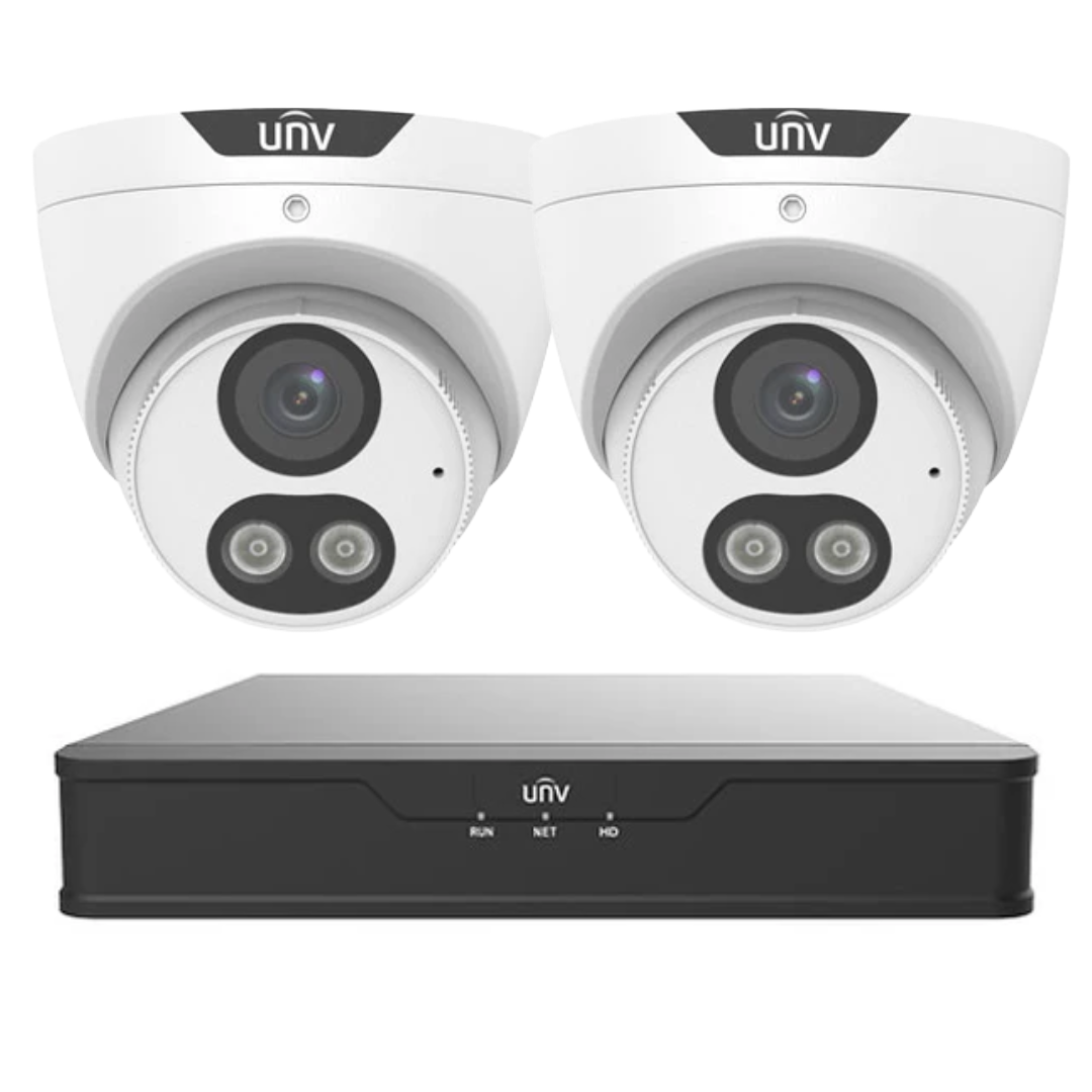 Uniview 5MP ColorHunter CCTV Kit Upto 4 x 5MP Full Colour IP Cameras with 4 Channel PoE NVR | 24/7 Colour Surveillance System