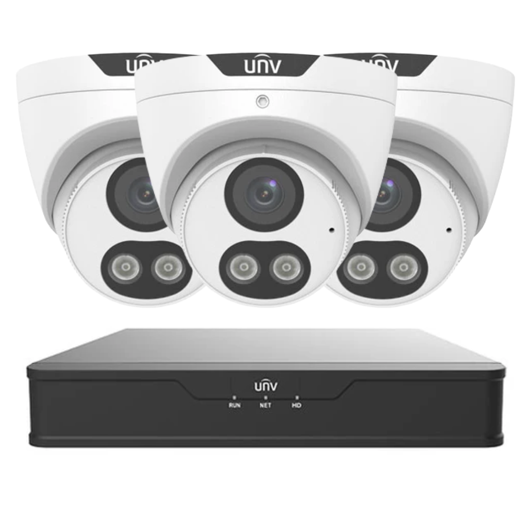 Uniview 5MP ColorHunter CCTV Kit Upto 4 x 5MP Full Colour IP Cameras with 4 Channel PoE NVR | 24/7 Colour Surveillance System