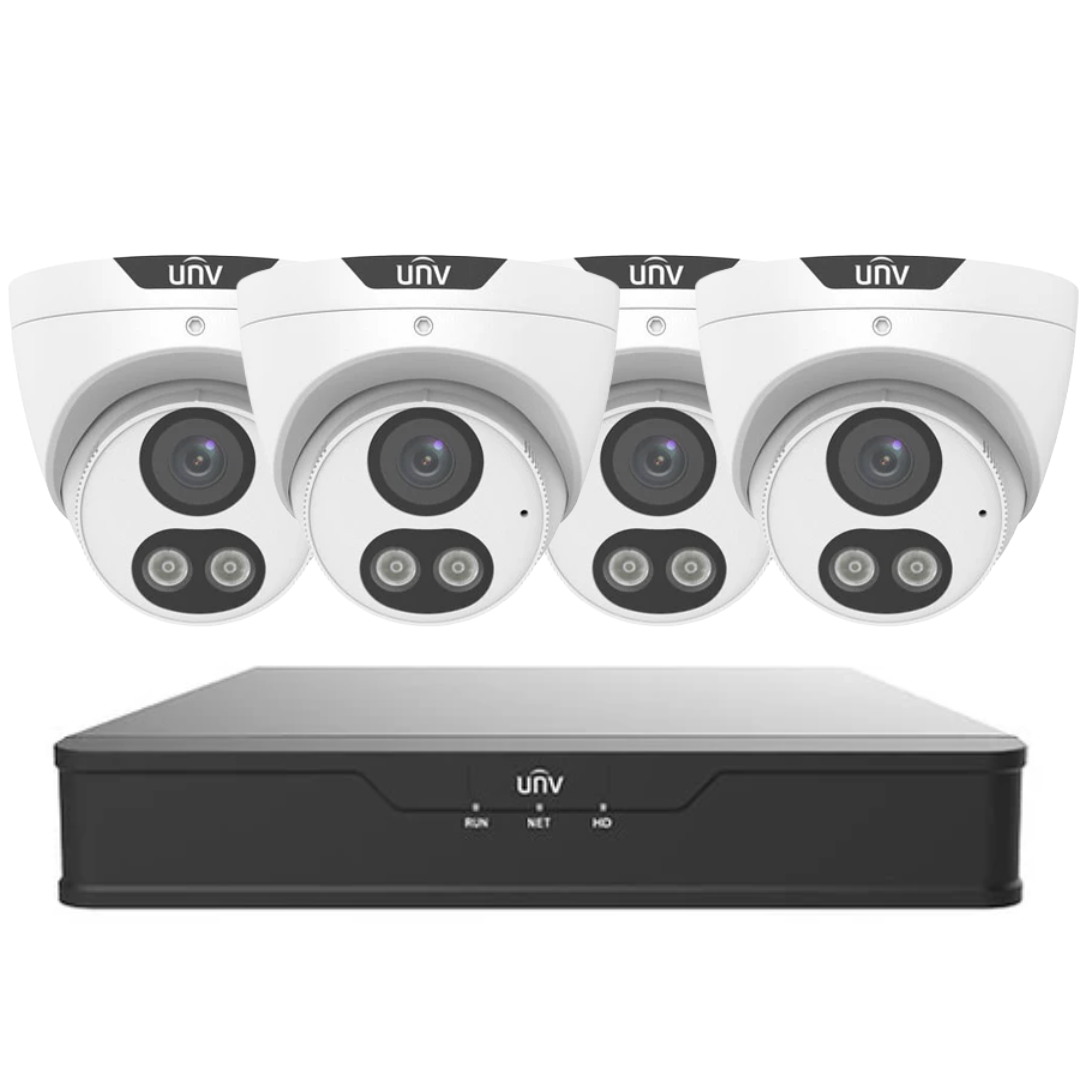 Uniview 5MP ColorHunter CCTV Kit Upto 4 x 5MP Full Colour IP Cameras with 4 Channel PoE NVR | 24/7 Colour Surveillance System