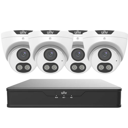 Uniview 5MP ColorHunter CCTV Kit Upto 4 x 5MP Full Colour IP Cameras with 4 Channel PoE NVR | 24/7 Colour Surveillance System