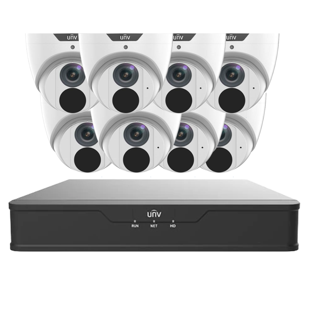 Uniview 6MP LightHunter CCTV Security Kit with 8 Channel PoE NVR | Choose Up to 8 IP Cameras | AI Detection | Built-in Mic | Ultra 265 Compression IPC3616SB-ADF28KM-I0