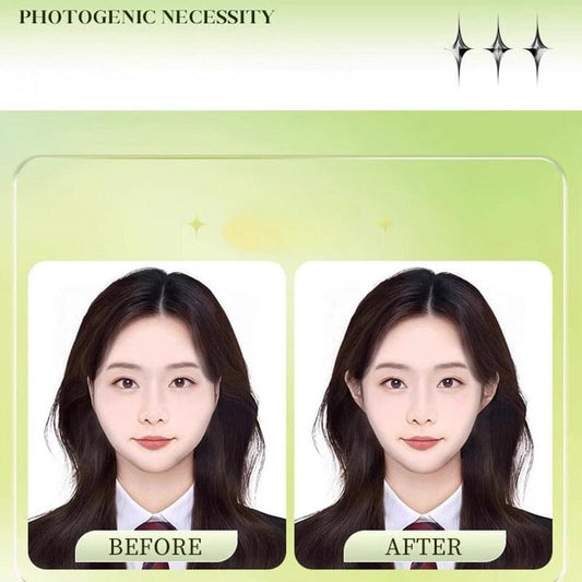 Elf ear stickers applied for elf-like ear shape, before and after face cards