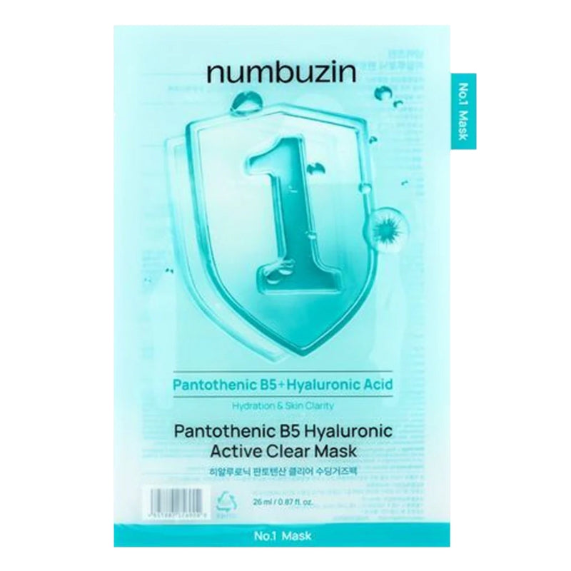 numbuzin No.1 pantothenic B5 hyaluronic active clear mask box, blue pack