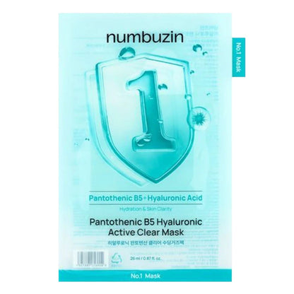 numbuzin No.1 pantothenic B5 hyaluronic active clear mask box, blue pack