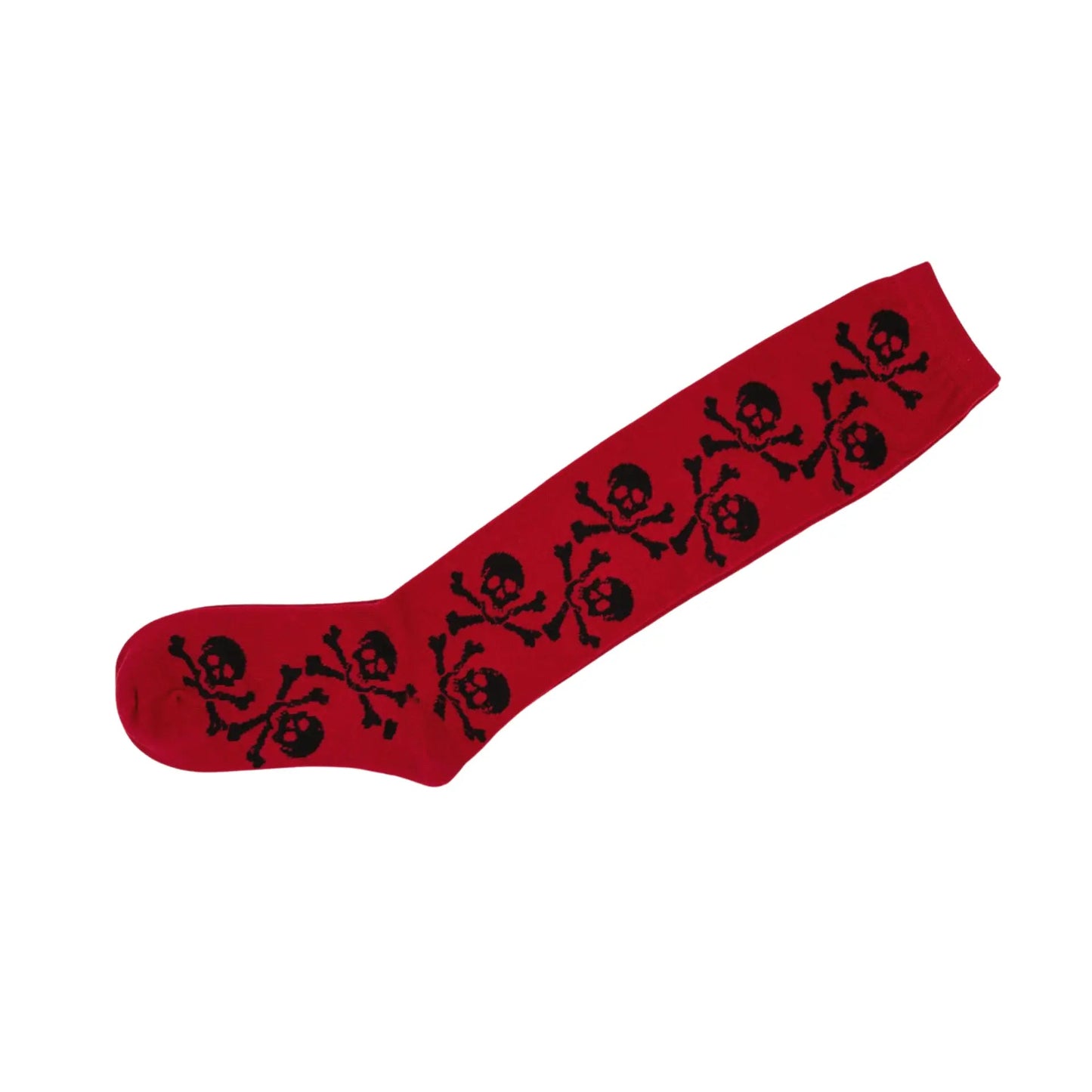 Skull Knee High Socks Red