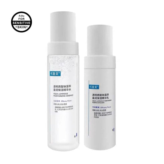Moisturizing essence and emulsion bottles, white pump-top containers