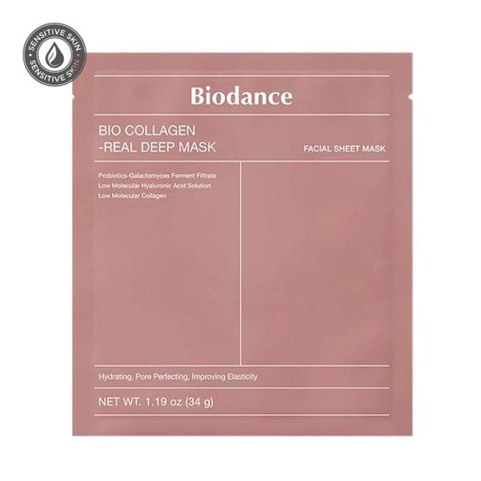 Bio collagen real deep mask facial sheet mask pouch, mauve pink packaging