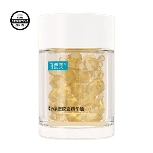 KEFUMEI capsule essence oil bottle with golden moisturizing gel capsules inside