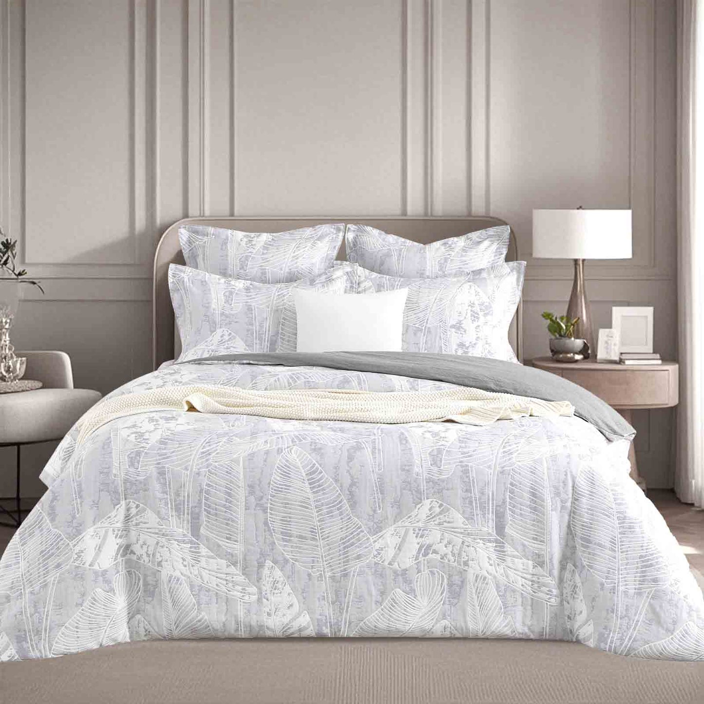 Grove Charcoal Jacquard Queen Quilt Cover Set by Renee Taylor