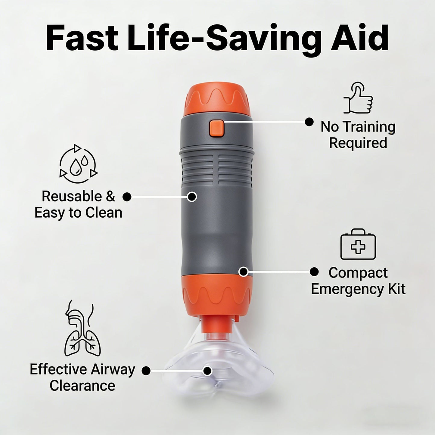anti-choking device, Heimlich instrument, negative pressure suction, airway clearance, choking emergency, reusable emergency kit, Australian home safety, compact suction device