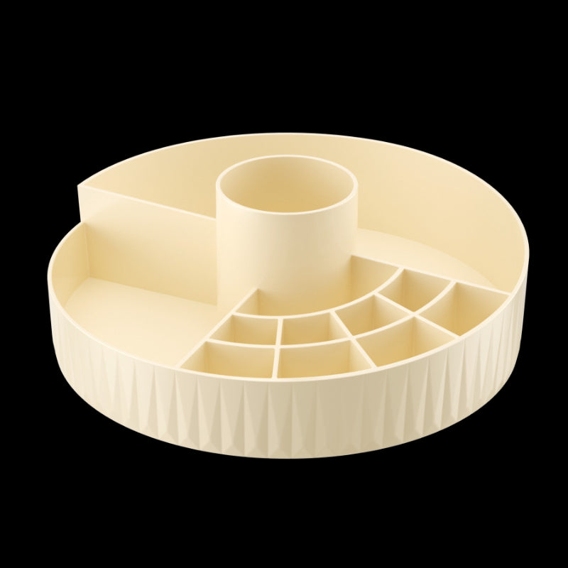 Rotatable Luxury Cosmetic Organizer Desk Large Capacity Skincare Storage Shelf Vanity Tidy Tray Cosmetic Storage Box（cream color）