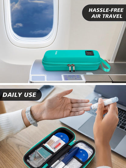 Portable Insulin Cooler Case with Digital Temperature Display – Travel Insulin Storage Bag with 2 TSA Ice Packs, Diabetes Supplies Organizer (Green)