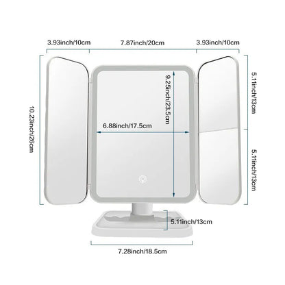 Trifold LED Makeup Mirror Beauty Lights