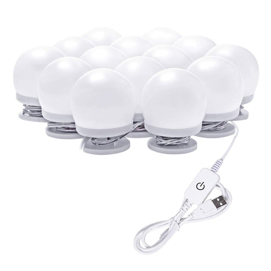 LED vanity mirror bulbs light kit with 14 white bulb covers and USB power cord