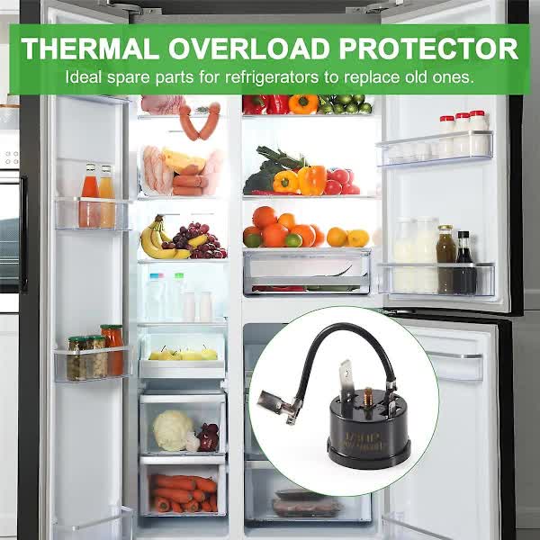 Thermal Overload Protector for Refrigerator Compressor Compatible with Hx1 1/3HP Black