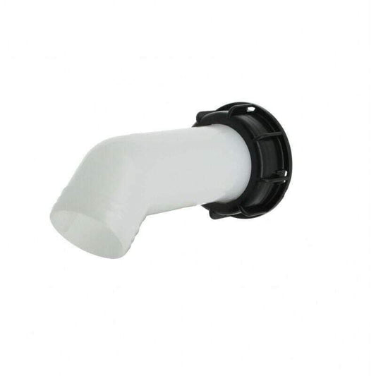 Water tank adapter with 40mm extension pipe, white spout and black mounting flange