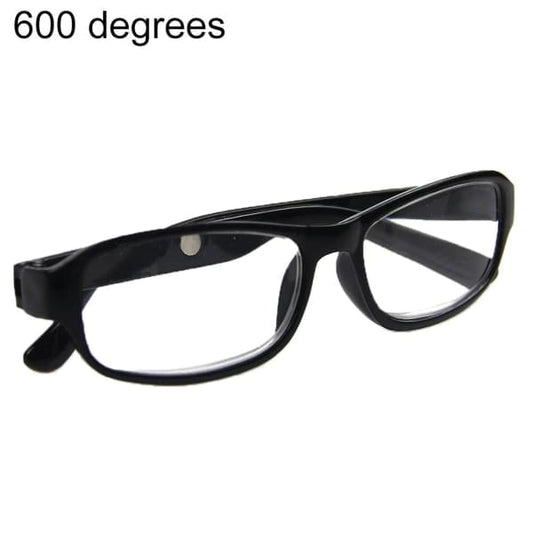 Black reading glasses with 600 degrees lenses