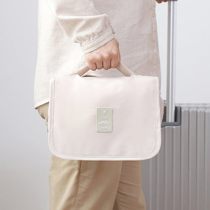 Travel Toiletry Bag for Women with Hook Beige Hanging Toiletry Bag